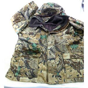 Remington Mens XXL Camouflage Outdoor Hooded Rain Jacket Nylon PVC Backing *Flaw